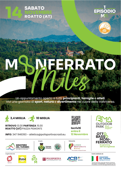 Monferrato Miles arriva a Roatto - Il Primo Circuito Running del Basso Monferrato Astigiano Outdoor Park